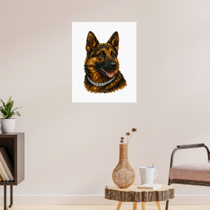 German Shepherd Gemstone Mosaic Luxury Poster