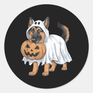 German Shepherd Ghost Dog Halloween Classic Round Sticker