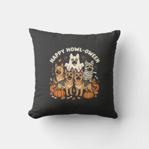 German Shepherd Ghost Halloween Howl-Oween Design_ Cushion
