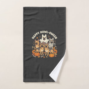 German Shepherd Ghost Halloween Howl-Oween Design_ Hand Towel