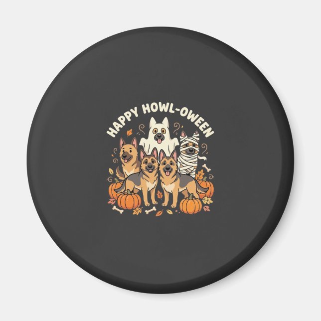 German Shepherd Ghost Halloween Howl-Oween Design_ Magnet (Front)