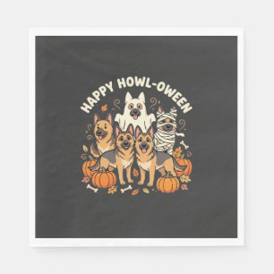 German Shepherd Ghost Halloween Howl-Oween Design_ Napkin