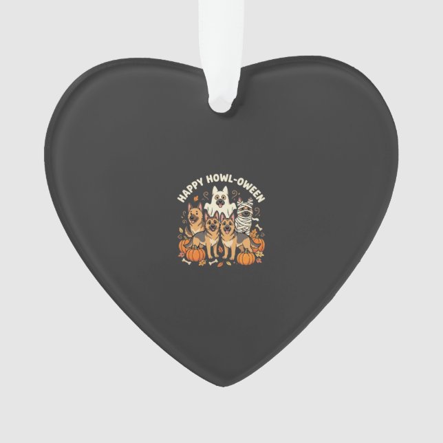 German Shepherd Ghost Halloween Howl-Oween Design_ Ornament (Front)