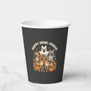 German Shepherd Ghost Halloween Howl-Oween Design_ Paper Cups
