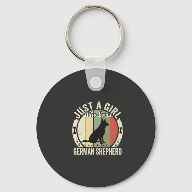 German Shepherd Girl Dog Lover Design (2)_1 Key Ring (Front)