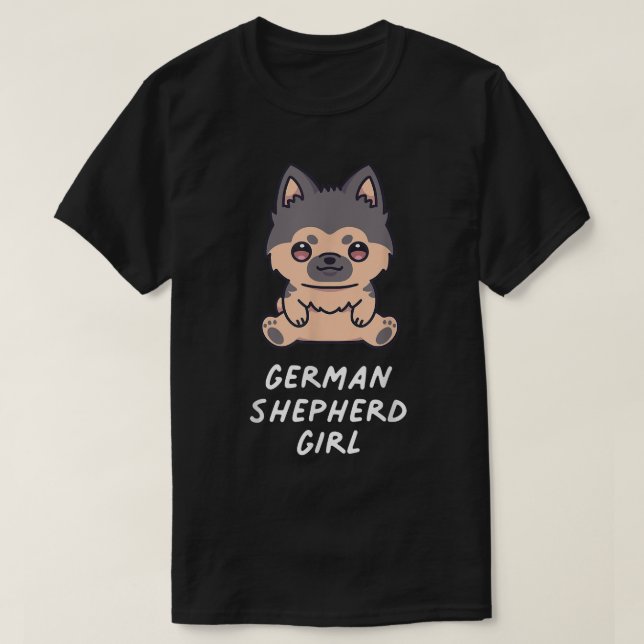 German Shepherd Girl Kawaii Anime Dog Lover Owner  T-Shirt (Design Front)
