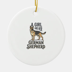 German Shepherd Girl Shirt Vintage Dog Lover Desig Ceramic Tree Decoration