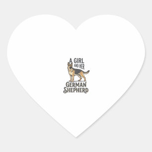 German Shepherd Girl Shirt Vintage Dog Lover Desig Heart Sticker