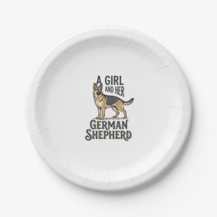 German Shepherd Girl Shirt Vintage Dog Lover Desig Paper Plate