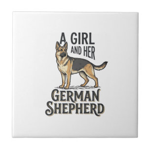 German Shepherd Girl Shirt Vintage Dog Lover Desig Tile