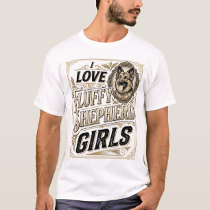 German Shepherd Girl Shirt Vintage Engraving Dog L