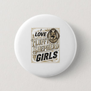 German Shepherd Girl Shirt Vintage Engraving Dog L 6 Cm Round Badge