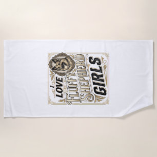 German Shepherd Girl Shirt Vintage Engraving Dog L Beach Towel