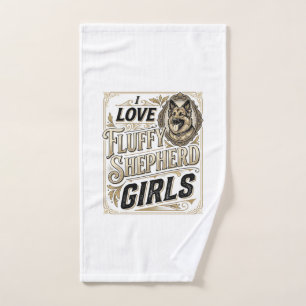 German Shepherd Girl Shirt Vintage Engraving Dog L Hand Towel