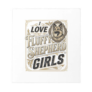 German Shepherd Girl Shirt Vintage Engraving Dog L Notepad