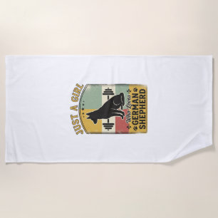 German Shepherd Girl Vintage Dog Lover Shirt Desig Beach Towel