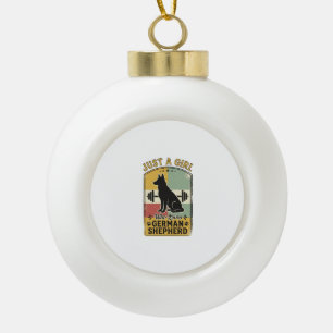 German Shepherd Girl Vintage Dog Lover Shirt Desig Ceramic Ball Christmas Ornament