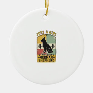 German Shepherd Girl Vintage Dog Lover Shirt Desig Ceramic Tree Decoration