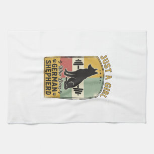 German Shepherd Girl Vintage Dog Lover Shirt Desig Tea Towel