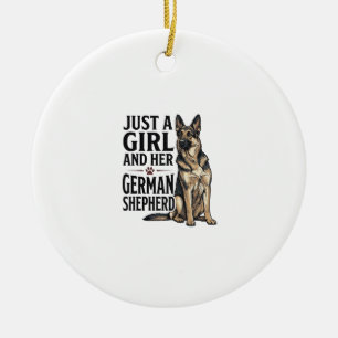 German Shepherd Girl Vintage Engraving Dog Lover D Ceramic Tree Decoration