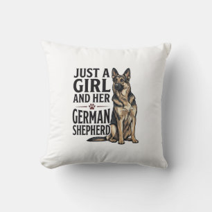 German Shepherd Girl Vintage Engraving Dog Lover D Cushion