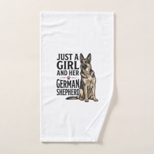 German Shepherd Girl Vintage Engraving Dog Lover D Hand Towel