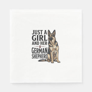 German Shepherd Girl Vintage Engraving Dog Lover D Napkin