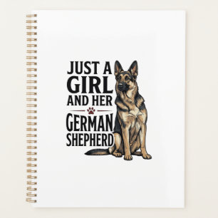 German Shepherd Girl Vintage Engraving Dog Lover D Planner
