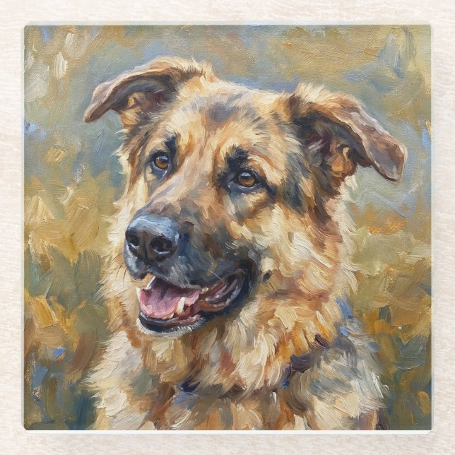 German Shepherd Glass Coasters for Dog Lovers (Front)