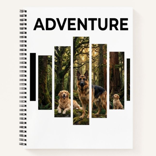 German Shepherd,Golden Retriever Forest Adventure  Notebook (Front)