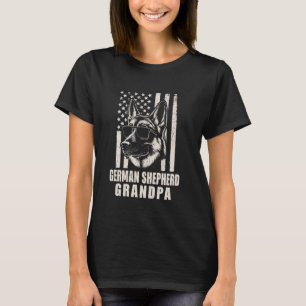German Shepherd Grandpa American Flag Dog Funny Fa T-Shirt