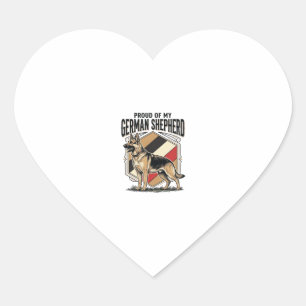 German Shepherd Graphic Vintage Engraving Dog Love Heart Sticker