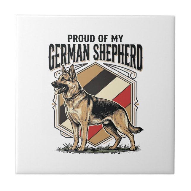 German Shepherd Graphic Vintage Engraving Dog Love Tile (Front)