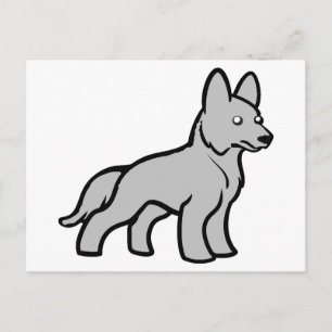 German SHepherd Grey Cartoon Postcard