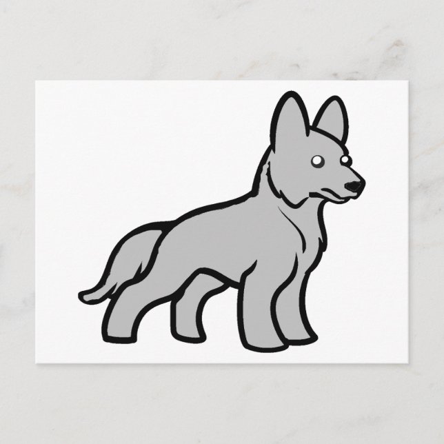 German SHepherd Grey Cartoon Postcard (Front)