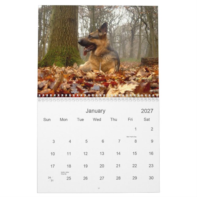 German Shepherd (GSD) Calendar (Jan 2027)
