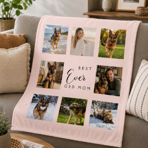 German Shepherd GSD Mum Mother blush pink photo Fleece Blanket