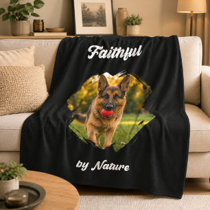 German Shepherd GSD Photo Faithful by Nature Black Fleece Blanket
