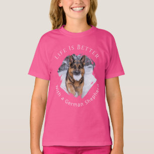 German Shepherd GSD Photo Life Is Better Kid T-Shirt