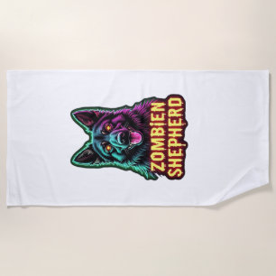 German Shepherd GSD Shep Zombie Dog Halloween Esse Beach Towel