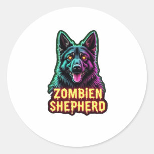 German Shepherd GSD Shep Zombie Dog Halloween Esse Classic Round Sticker