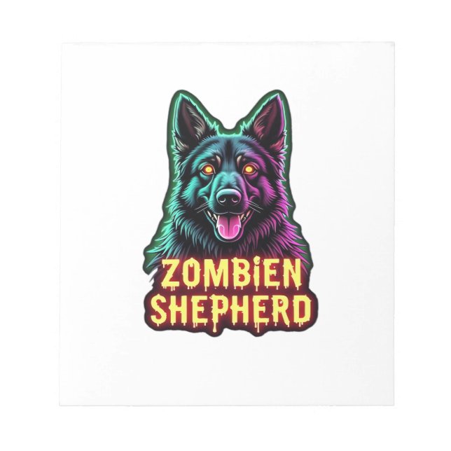 German Shepherd GSD Shep Zombie Dog Halloween Esse Notepad (Front)