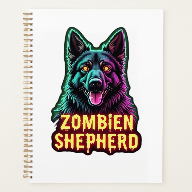 German Shepherd GSD Shep Zombie Dog Halloween Esse Planner (Front)