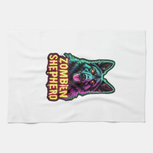 German Shepherd GSD Shep Zombie Dog Halloween Esse Tea Towel