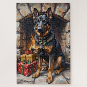 German Shepherd Guardian of Christmas Gifts Jigsaw Puzzle