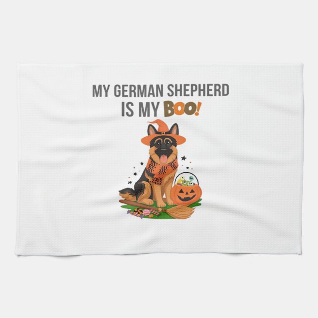 German Shepherd Halloween Costume  My German Sheph Tea Towel (Horizontal)