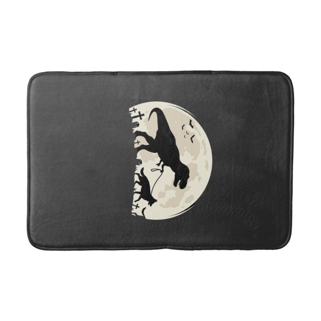German Shepherd Halloween Dinosaur Moon Silhouette Bath Mat (Front)