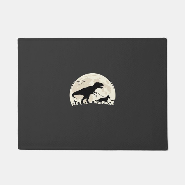 German Shepherd Halloween Dinosaur Moon Silhouette Doormat (Front)
