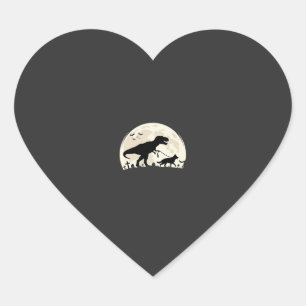 German Shepherd Halloween Dinosaur Moon Silhouette Heart Sticker