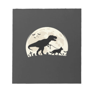 German Shepherd Halloween Dinosaur Moon Silhouette Notepad